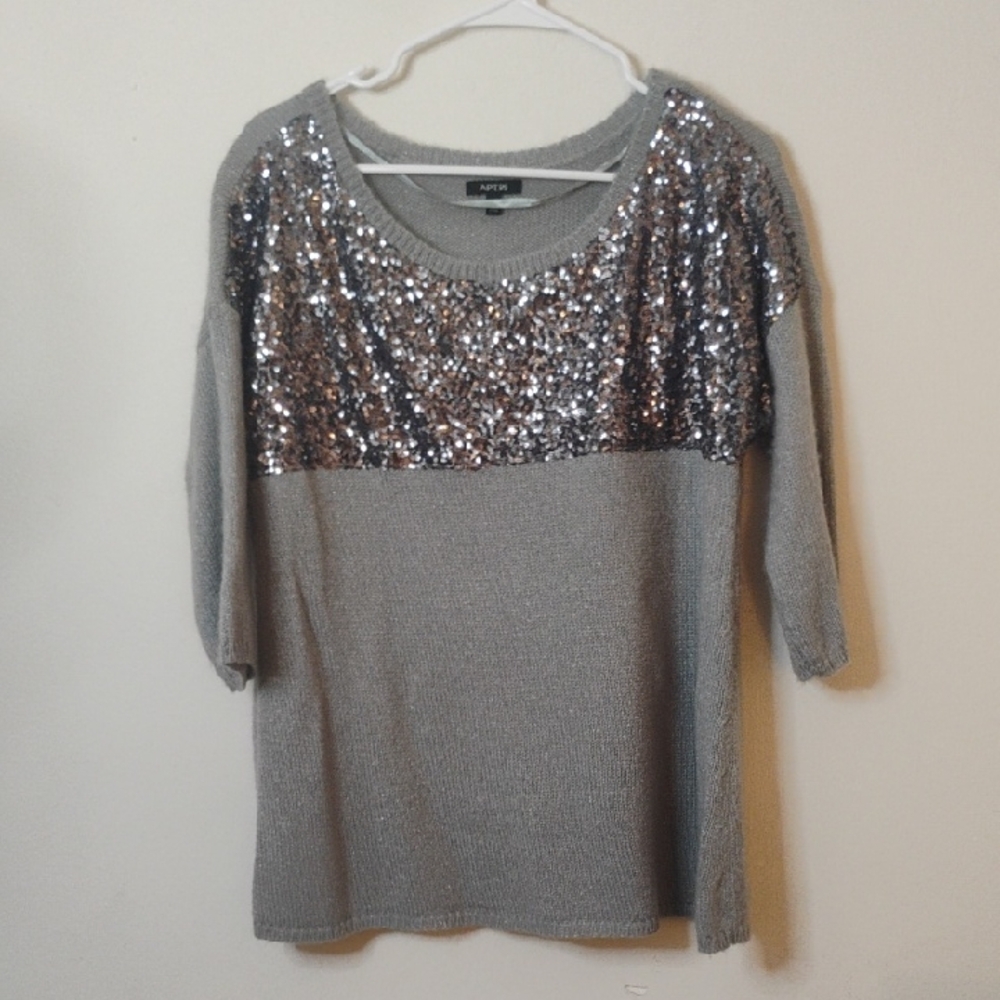 Gray & Silver Sequin Sweater